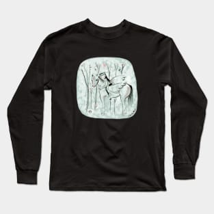 pegasus and cat girl in mint wood Long Sleeve T-Shirt